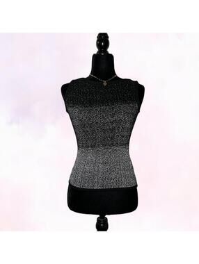 Black Sparkly H&M Hennes Patterned Going Out Top Indie Sleaze Party Y2K